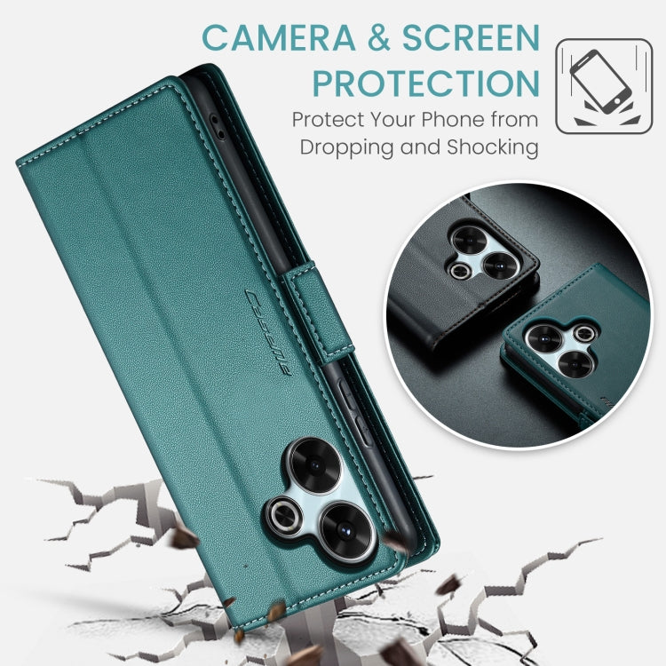 Pour Redmi 13 Étui pour téléphone en cuir CaseMe 023 avec boucle papillon, texture litchi et protection RFID (Bleu nacré)