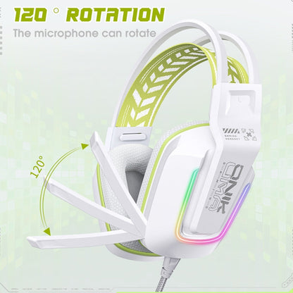 ONIKUMA X13 RGB Colorful Lighting Wired Gaming Headset with Microphone, Length:2.2m(White)
