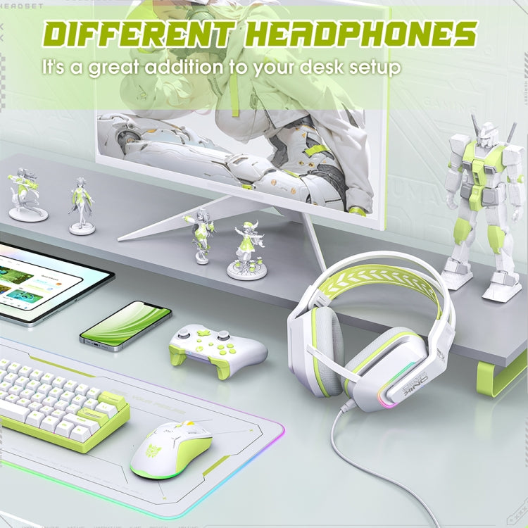 ONIKUMA X13 RGB Colorful Lighting Wired Gaming Headset with Microphone, Length:2.2m(White)