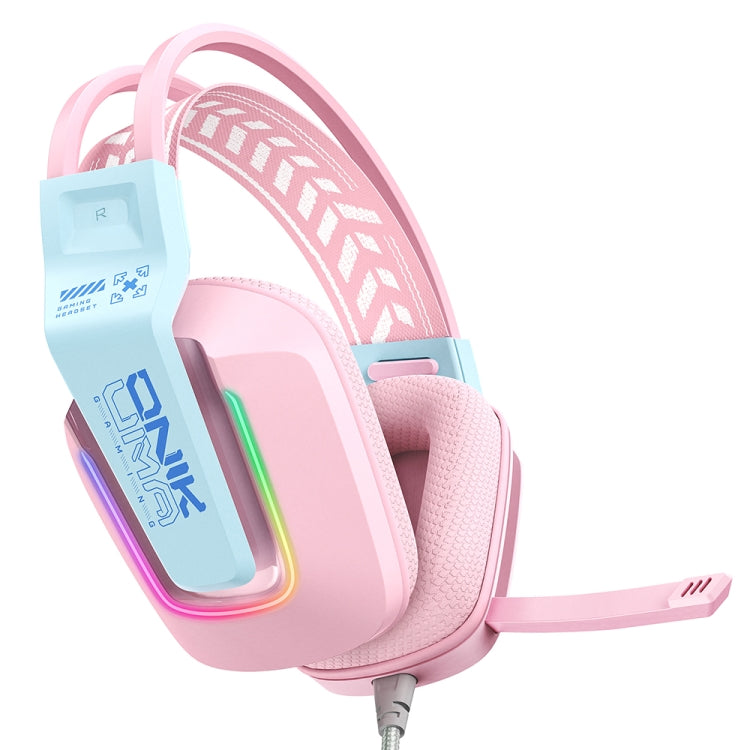 ONIKUMA X13 RGB Colorful Lighting Wired Gaming Headset with Microphone, Length:2.2m(Pink)