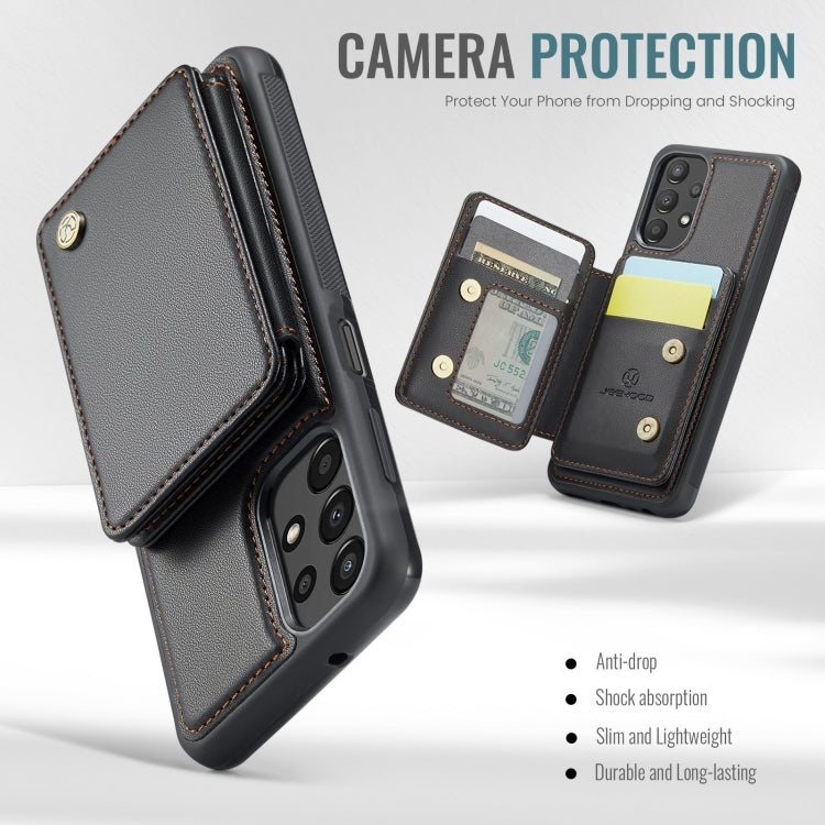 For Samsung Galaxy A13 4G JEEHOOD J05 Business Magnetic Style RFID Leather Phone Case(Black)