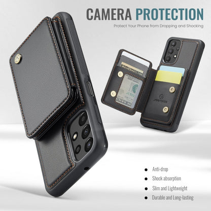 For Samsung Galaxy A13 4G JEEHOOD J05 Business Magnetic Style RFID Leather Phone Case(Black)