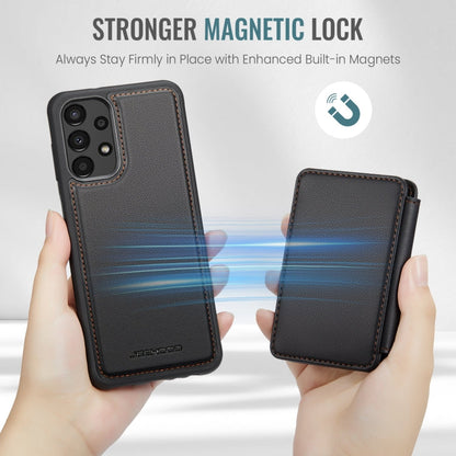 For Samsung Galaxy A13 4G JEEHOOD J05 Business Magnetic Style RFID Leather Phone Case(Black)