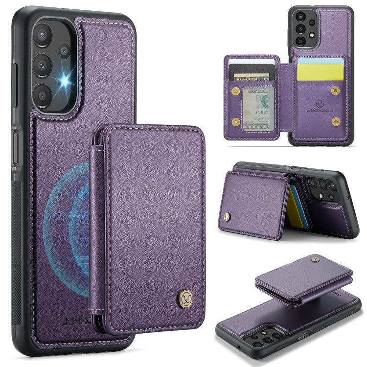 For Samsung Galaxy A13 4G JEEHOOD J05 Business Magnetic Style RFID Leather Phone Case(Purple)