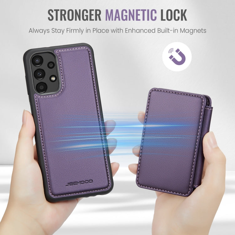 For Samsung Galaxy A13 4G JEEHOOD J05 Business Magnetic Style RFID Leather Phone Case(Purple)