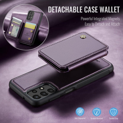 For Samsung Galaxy A13 4G JEEHOOD J05 Business Magnetic Style RFID Leather Phone Case(Purple)