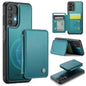 For Samsung Galaxy A13 4G JEEHOOD J05 Business Magnetic Style RFID Leather Phone Case(Blue Green)