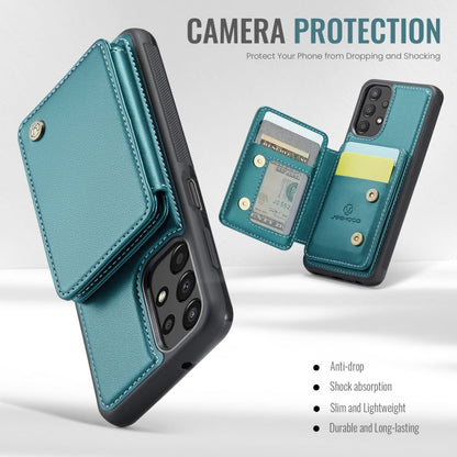 For Samsung Galaxy A13 4G JEEHOOD J05 Business Magnetic Style RFID Leather Phone Case(Blue Green)