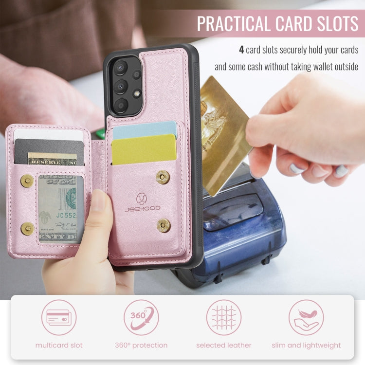 For Samsung Galaxy A13 4G JEEHOOD J05 Business Magnetic Style RFID Leather Phone Case(Pink)