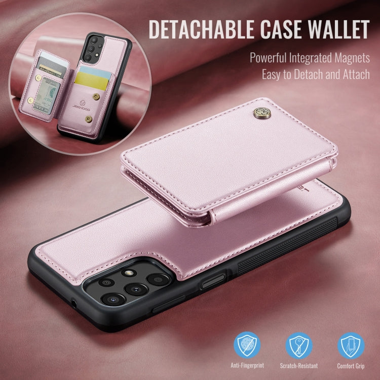 For Samsung Galaxy A13 4G JEEHOOD J05 Business Magnetic Style RFID Leather Phone Case(Pink)