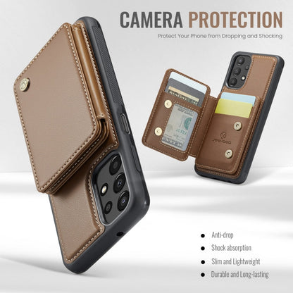 Pour Samsung Galaxy A13 4G JEEHOOD J05 Étui de téléphone en cuir RFID style affaires magnétique (marron)