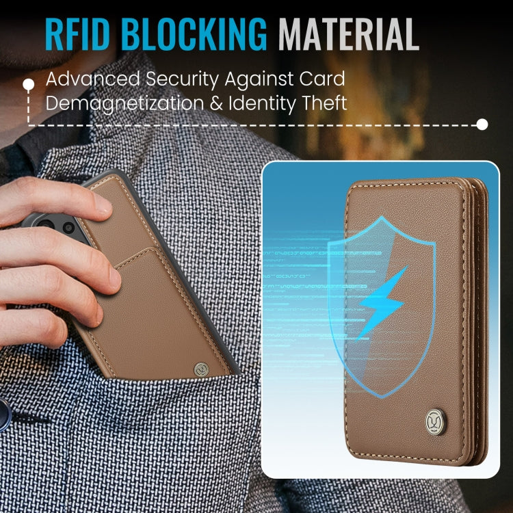 Pour Samsung Galaxy A13 4G JEEHOOD J05 Étui de téléphone en cuir RFID style affaires magnétique (marron)