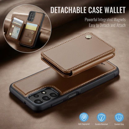 Pour Samsung Galaxy A13 4G JEEHOOD J05 Étui de téléphone en cuir RFID style affaires magnétique (marron)