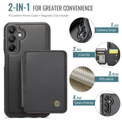 Pour l'étui de téléphone en cuir RFID de style magnétique d'affaires JEEHOOD J05 pour Samsung Galaxy A15 (noir)