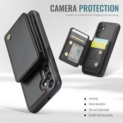 Pour l'étui de téléphone en cuir RFID de style magnétique d'affaires JEEHOOD J05 pour Samsung Galaxy A15 (noir)