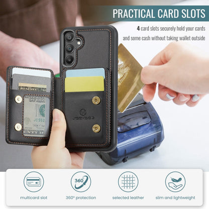 Pour l'étui de téléphone en cuir RFID de style magnétique d'affaires JEEHOOD J05 pour Samsung Galaxy A15 (noir)