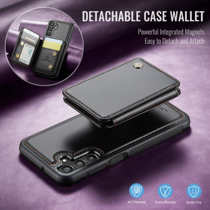 Pour l'étui de téléphone en cuir RFID de style magnétique d'affaires JEEHOOD J05 pour Samsung Galaxy A15 (noir)