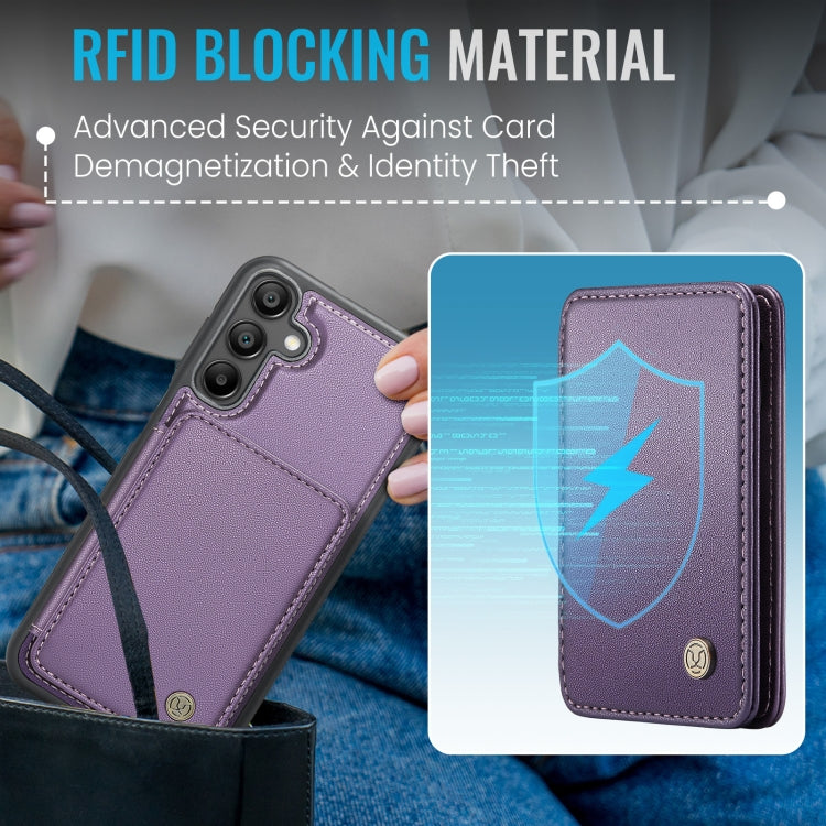 For Samsung Galaxy A15 JEEHOOD J05 Business Magnetic Style RFID Leather Phone Case(Purple)