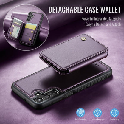 For Samsung Galaxy A15 JEEHOOD J05 Business Magnetic Style RFID Leather Phone Case(Purple)