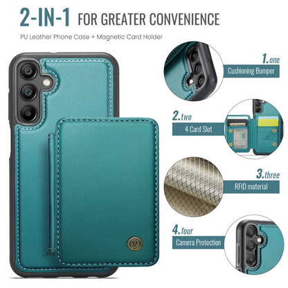 For Samsung Galaxy A15 JEEHOOD J05 Business Magnetic Style RFID Leather Phone Case(Blue Green)
