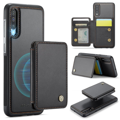 For Samsung Galaxy A50 JEEHOOD J05 Business Magnetic Style RFID Leather Phone Case(Black)