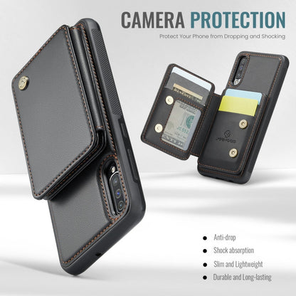 For Samsung Galaxy A50 JEEHOOD J05 Business Magnetic Style RFID Leather Phone Case(Black)