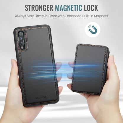 For Samsung Galaxy A50 JEEHOOD J05 Business Magnetic Style RFID Leather Phone Case(Black)