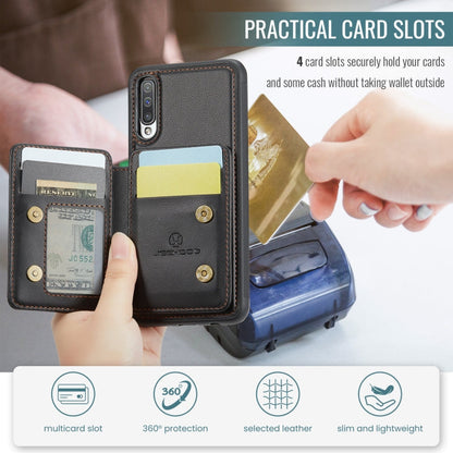 For Samsung Galaxy A50 JEEHOOD J05 Business Magnetic Style RFID Leather Phone Case(Black)