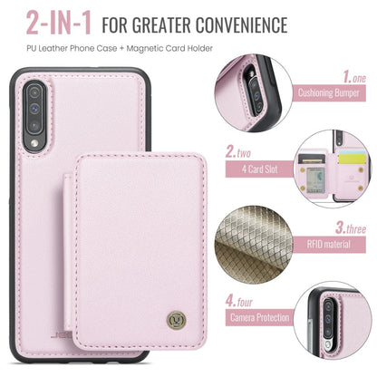 For Samsung Galaxy A50 JEEHOOD J05 Business Magnetic Style RFID Leather Phone Case(Pink)