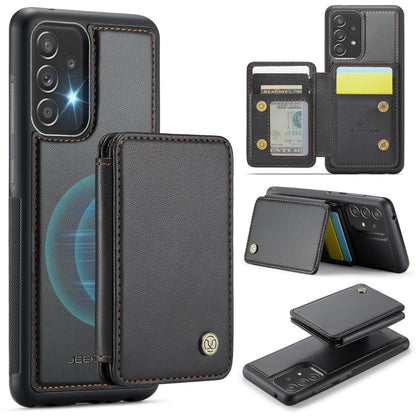 Pour Samsung Galaxy A52 5G / A52 4G JEEHOOD J05 Housse de Téléphone en Cuir RFID Style Magnétique Business (Noir)