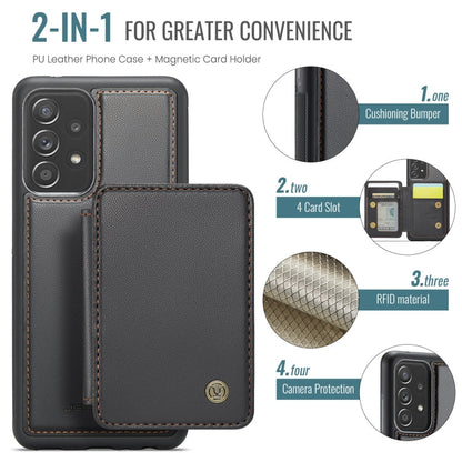 Pour Samsung Galaxy A52 5G / A52 4G JEEHOOD J05 Housse de Téléphone en Cuir RFID Style Magnétique Business (Noir)