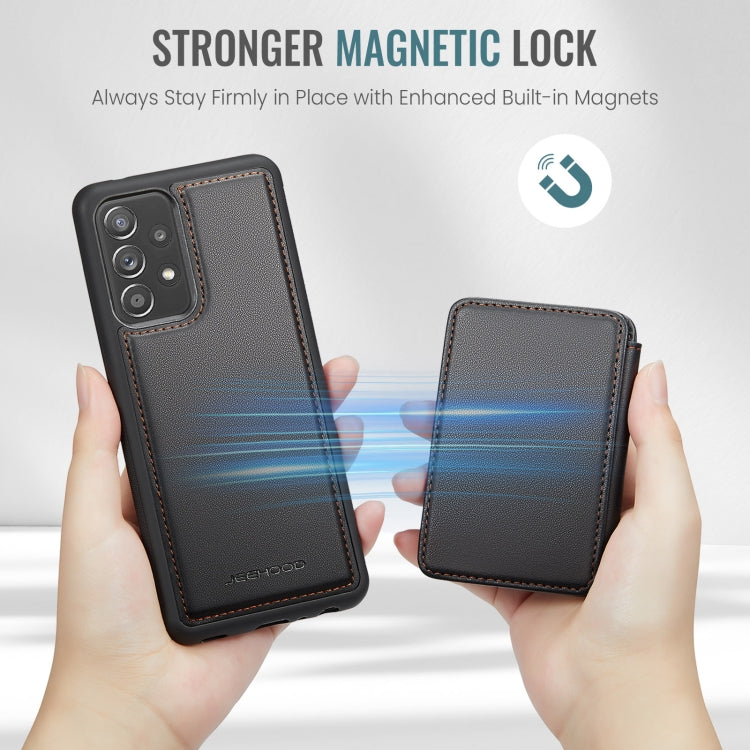 Pour Samsung Galaxy A52 5G / A52 4G JEEHOOD J05 Housse de Téléphone en Cuir RFID Style Magnétique Business (Noir)