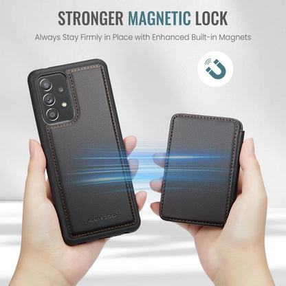 Pour Samsung Galaxy A52 5G / A52 4G JEEHOOD J05 Housse de Téléphone en Cuir RFID Style Magnétique Business (Noir)