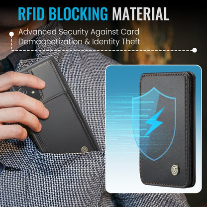 Pour Samsung Galaxy A52 5G / A52 4G JEEHOOD J05 Housse de Téléphone en Cuir RFID Style Magnétique Business (Noir)