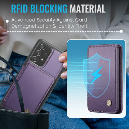 For Samsung Galaxy A52 5G / A52 4G JEEHOOD J05 Business Magnetic Style RFID Leather Phone Case(Purple)