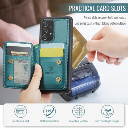 Pour Samsung Galaxy A52 5G / A52 4G JEEHOOD J05 Étui portefeuille en cuir RFID à rabat magnétique (Bleu Vert)