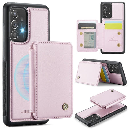 For Samsung Galaxy A52 5G / A52 4G JEEHOOD J05 Business Magnetic Style RFID Leather Phone Case(Pink)