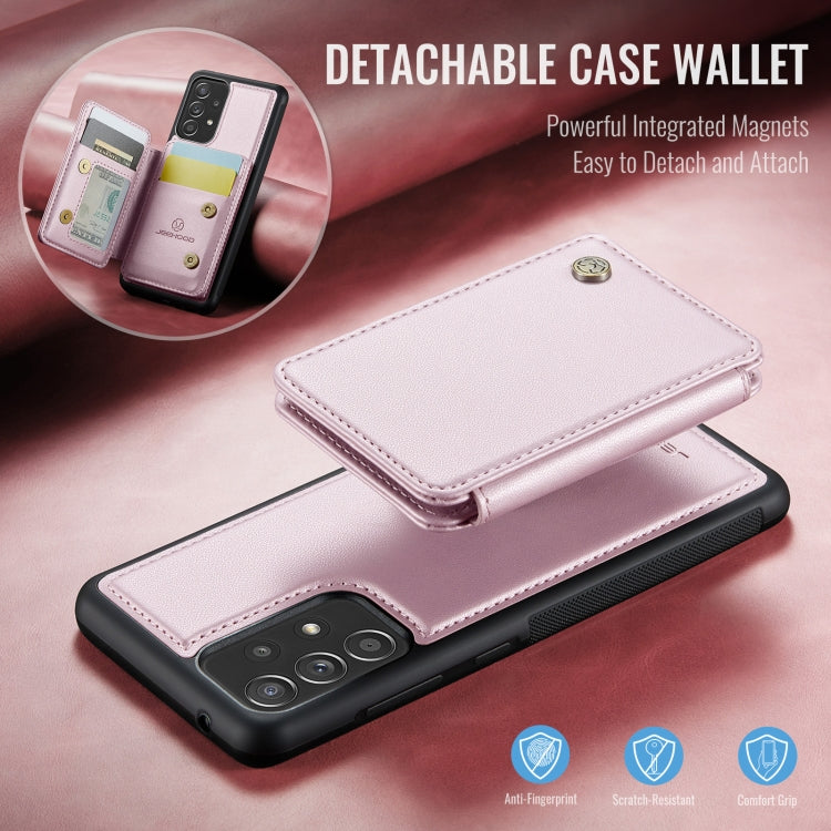 For Samsung Galaxy A52 5G / A52 4G JEEHOOD J05 Business Magnetic Style RFID Leather Phone Case(Pink)
