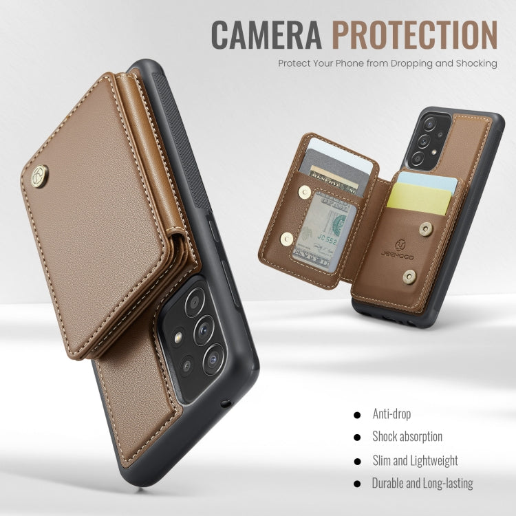 For Samsung Galaxy A52 5G / A52 4G JEEHOOD J05 Business Magnetic Style RFID Leather Phone Case(Brown)