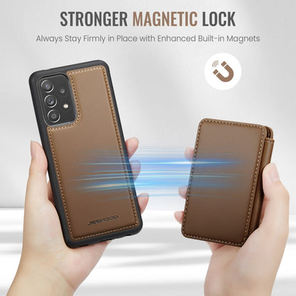 For Samsung Galaxy A52 5G / A52 4G JEEHOOD J05 Business Magnetic Style RFID Leather Phone Case(Brown)