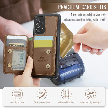 For Samsung Galaxy A52 5G / A52 4G JEEHOOD J05 Business Magnetic Style RFID Leather Phone Case(Brown)