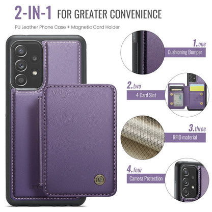 Pour Samsung Galaxy A52s 5G JEEHOOD J05 Étui de téléphone en cuir RFID style professionnel magnétique (violet)