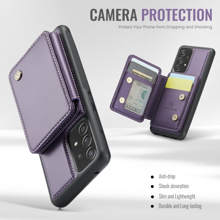Pour Samsung Galaxy A52s 5G JEEHOOD J05 Étui de téléphone en cuir RFID style professionnel magnétique (violet)