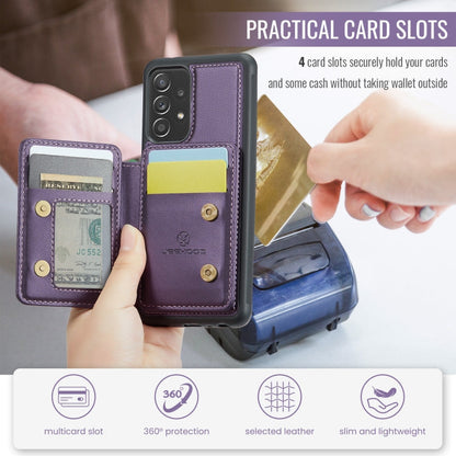 Pour Samsung Galaxy A52s 5G JEEHOOD J05 Étui de téléphone en cuir RFID style professionnel magnétique (violet)