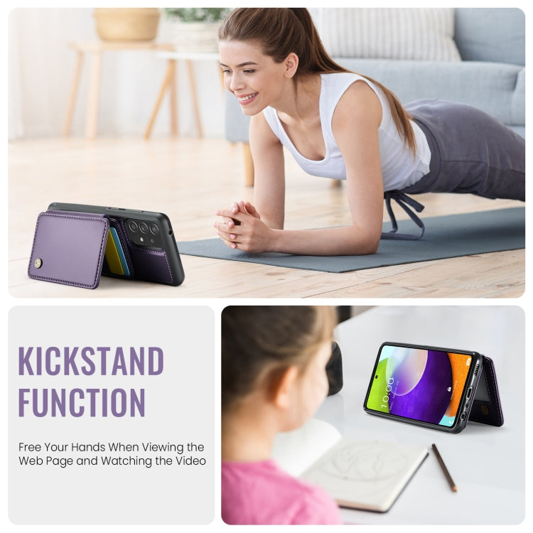 Pour Samsung Galaxy A52s 5G JEEHOOD J05 Étui de téléphone en cuir RFID style professionnel magnétique (violet)