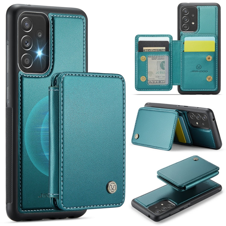 For Samsung Galaxy A52s 5G JEEHOOD J05 Business Magnetic Style RFID Leather Phone Case(Blue Green)