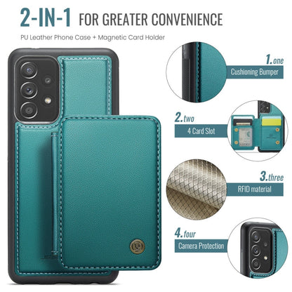 For Samsung Galaxy A52s 5G JEEHOOD J05 Business Magnetic Style RFID Leather Phone Case(Blue Green)