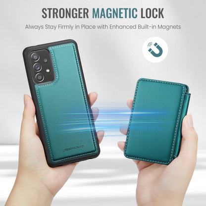 For Samsung Galaxy A52s 5G JEEHOOD J05 Business Magnetic Style RFID Leather Phone Case(Blue Green)