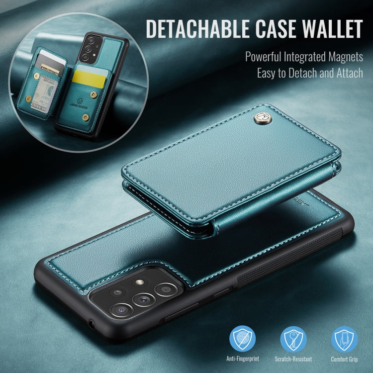 For Samsung Galaxy A52s 5G JEEHOOD J05 Business Magnetic Style RFID Leather Phone Case(Blue Green)