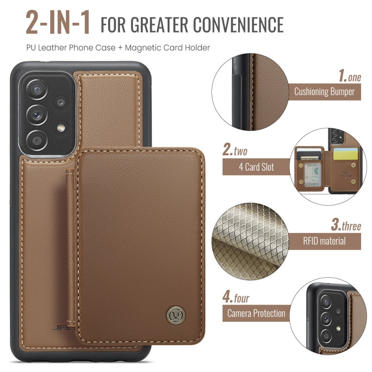 For Samsung Galaxy A52s 5G JEEHOOD J05 Business Magnetic Style RFID Leather Phone Case(Brown)
